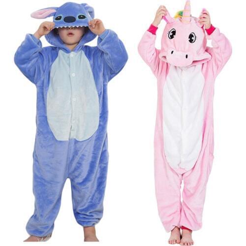 New Pyjamas Kids Children Unicorn Pajamas Cosplay Pijamas For Boys Girls Flannel Onesies Stitch Pijamas Anime Panda Sleepwear