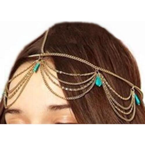 Retro trend crystal color tassel headdress Bohemian National Wind temperament wild hair band headband