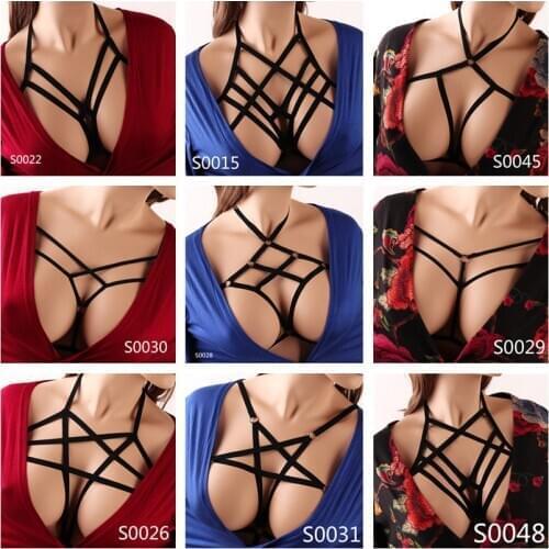 Pentagram Sexy Ladies Women Body Harness Bra Chest Bondage Lingerie Cage Bra Gothic Garter Belt Suspenders