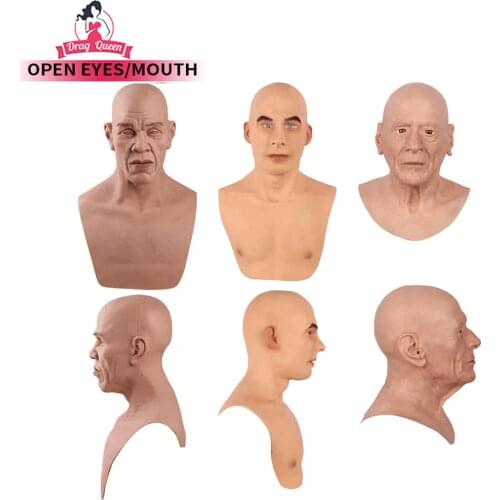 Full Head Mask Drag Queen Halloween Cosplay Masquerade Realistic Silicone Headwear Young Man Crossdresser Movie masks-Props