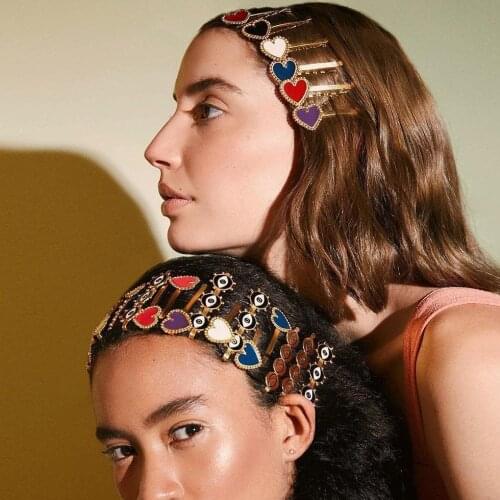 Europe And America Hot Trendy Enamel Heart Barrettes Hair Clips For Women Fashion Hair Accessories Hairpins Hairgrips