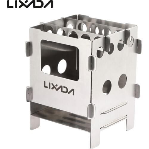 Lixada Portable Titanium Lightweight Folding Wood Stove Camping Stove Outdoor Wood Stove Furnace Lightweight Bbq Picnic New