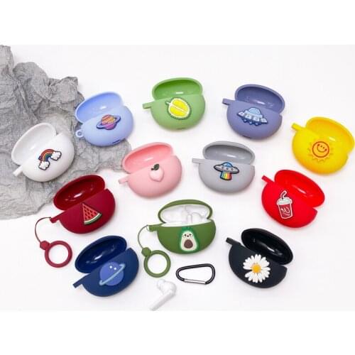 DIY Cute Silicone Earphone Cover Case For Huawei Freebuds 4i Headset Protector Shell Accessories For Freebuds 4i Case With Hook