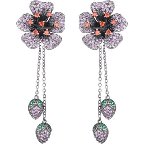 Summer Fashion Flower Tassel Dangle Earrings for Girls Designer Luxury Wedding Party Dangler Jewellery Temperament Earings