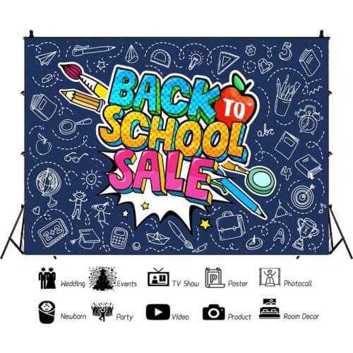 Dark Blue Simple Strokes Back To School Portrait Photography Background Vinyl Backdrop Study Time Photocall Studio Props