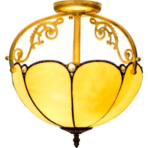Tiffany Yellow Glass Ceiling Lamp for Balcony Foyer Aisle Entrance Modern Luxurious Glass 34cm Light 1155