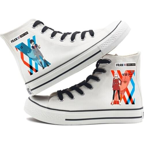 Unisex Anime Cartoon DARLING in the FRANXX 3d Shoes ZERO TWO White Casual Canvas Shoes plimsolls Flats duck shoes Sneakers