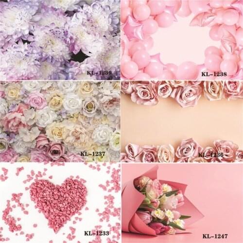 Vinyl Custom Photography Backdrops Prop Flower and Wooden Planks Theme Photography Background #0123