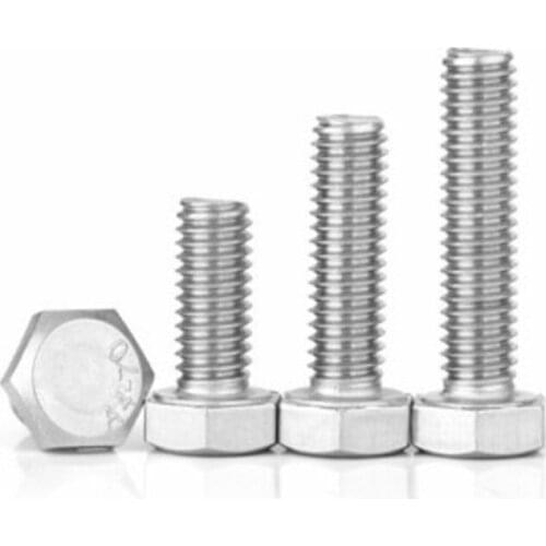 External Hex Hexagon Head Screws with Full Thread M3 M4 M5 M6 M8 304 Stainless Steel Hexagon Head Bolt DIN933