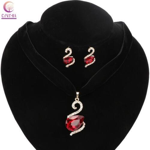 Jewelry sets statement necklace Trendy women necklace for party wedding Austria crystal with earrings 2017 Exclusive sales