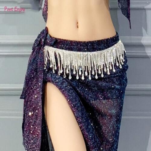 Women Belly dance waist chain new tassel rhinestone lengthened dance chain wild women sexy dance beginner Upscale belt
