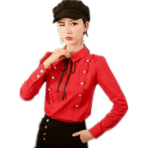 Long Sleeve Women Blouse 2019Spring Fashion Turn-Down Collar Women Short Tops Button Slim Casual Mujer Blouses Hot Sale Q1199