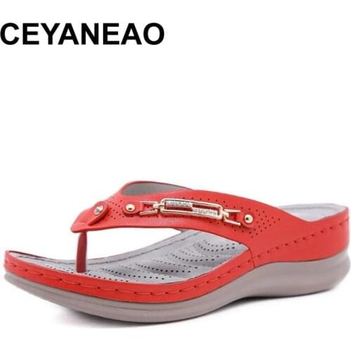 CEYANEAO Hot Sale Summer Women Slippers Casual Thick Sole Flat Flip Flops fashion Female Beach Shoes Plus Size Zapatos de mujer