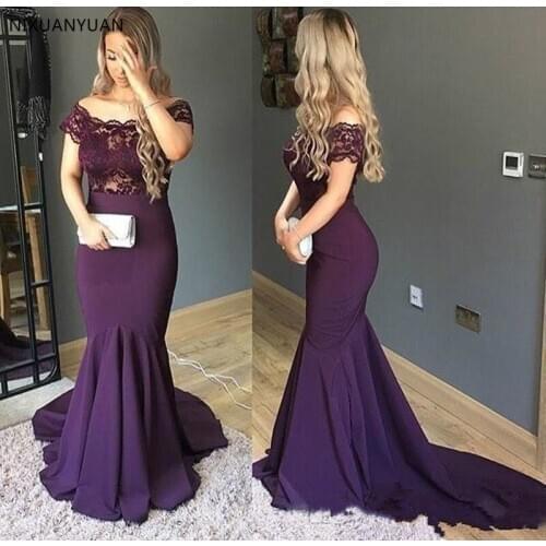 Lace Satin Mermaid Prom Dress Zipper Back Scoop Neck Court Train Custom Made Evening Gown for Ladies Formal Wear