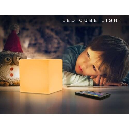10 INCH Rechargeable Led illuminated Cube Night Light Glow Lamp Waterproof Lighting Lamps With Remote Outdoor Cube Chair Bar