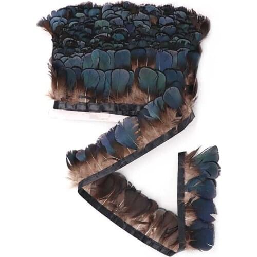 10 Meters/lot Blue Natural Guinea Fowl Feathers Trims Fringe Chicken Polka Dot Pheasant Feathers for Crafts Wedding Decoration