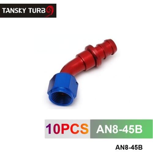 10pcs /set 45 Degree AN-8 Hose End Fitting Aluminum oil cooler hose fitting Oil Fuel Hose End AN8-45B
