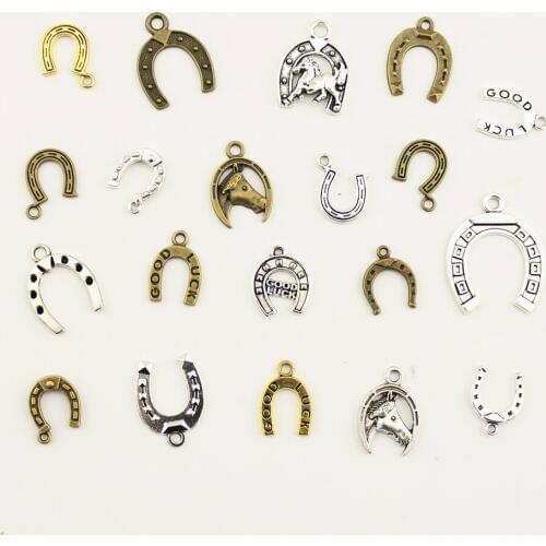 10pcs Charms For Jewelry Making Animal Good Luck Horseshoe Horse Shoes Accessories Parts Creative Handmade Birthday Gifts
