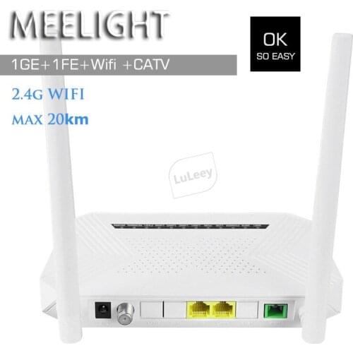 2.4G XPON GPON ONU 1GE+1FE+Wifi +CATV fiber optic SC/APC 20km Compatible with OLT