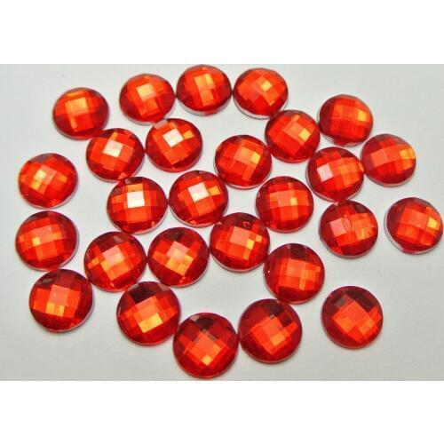 200 Red Acrylic Flatback Faceted Round Rhinestone Gems 10mm No Hole