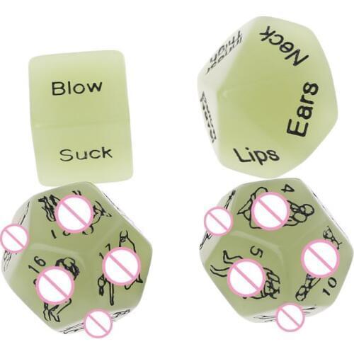 4 Pcs/set Luminous Sexy Dice D6 D10 D12 Acrylic Dice For Nightclub Bars Entertainment Tools Adult Couples Flirting Toys