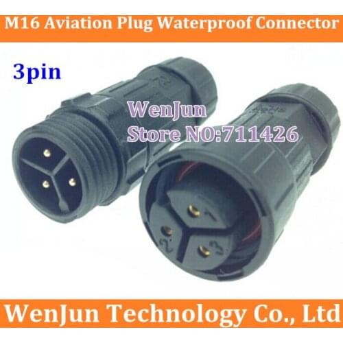 50pcs Free Shipping M16 3pin 3P Aviation Plug, Welding type M16 3core Female + Male cable connector Waterproof connector