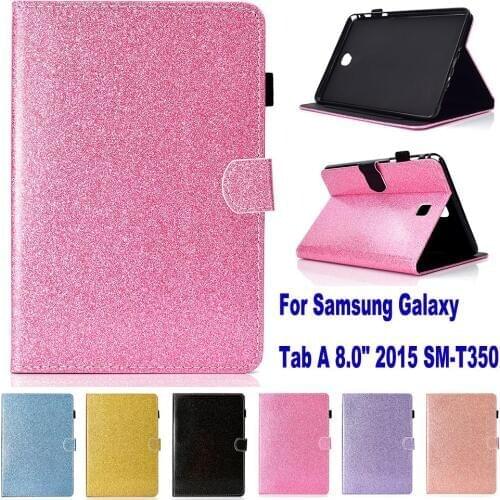 Glitter Bling Flip Case For Samsung Galaxy Tab A 8.0 2015 SM-T350 P350 8.0 inch Stand Cover Pouch Shinning Sleeve Capa Gift
