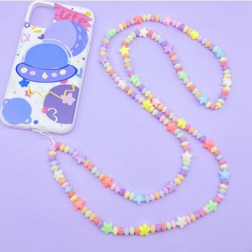2021 String Chain Colorful Beads key chain Lanyard For Girls Phone Necklace Strap Lanyard for Keys