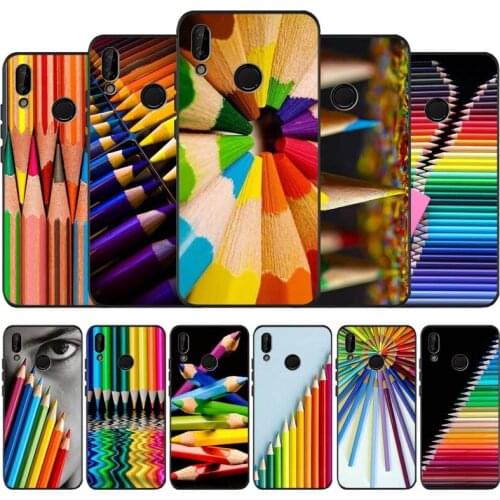 Colored pencils black soft Phone Case for huawei P40 P30 P20 P10 Pro lite P9 Lite nova 4E 6SE Psmart 2019 Y6 9 Prime