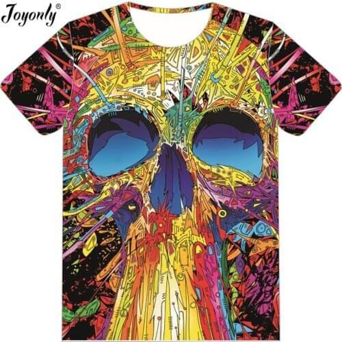 Joyonly Boys/Girls Cartoon Pattern T shirt Skull Colorful Paint 3D Printed T-Shirt 2018 Summer Children Cool Creative Clothing