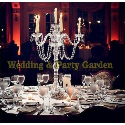Hot 90cm(H) crystal table centerpiece 5-arm candle holder candelabras party decoration
