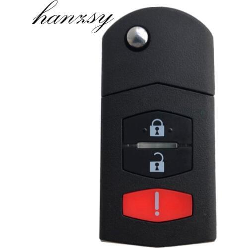 Hanzsy For Mazda 3 5 6 RX-8 MX-5 CX-5 Miata CX-7 CX-9 05-1 RX-8 Remote Key Case Shell 3/4 Buttons Filp Folding Key Fob housing