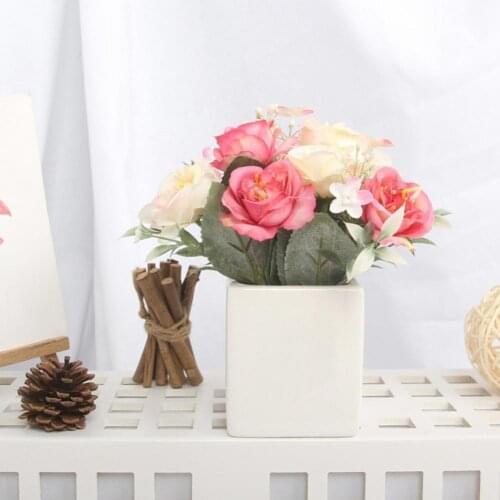 Simulation Flower Eye-catching Anti-fade Plastic Vivid Fake Rose Flower Decorations Desktop Bride Wedding Artificial Rose Flower