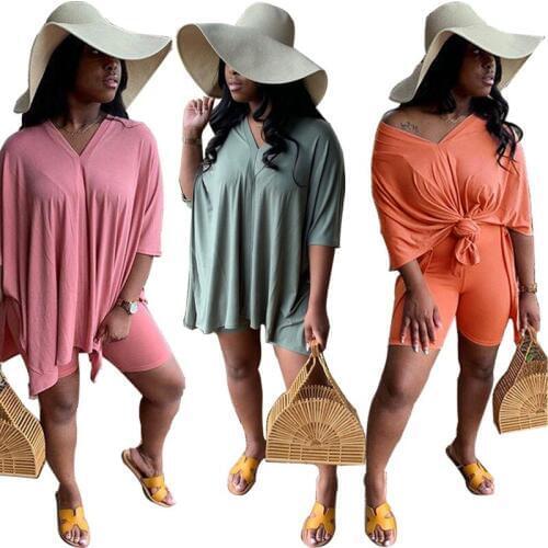 Two Piece Set Women 2020 New Dashiki Traditional Africa Clothing 2 Piece Set Robe Africaine Dress Bodycon Shorts African Clothes