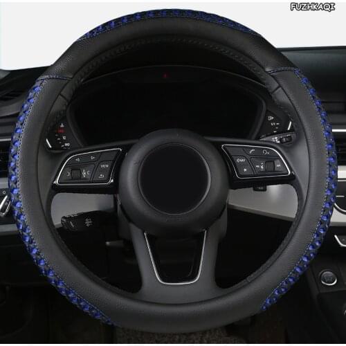 FUZHKAQI Leather Car Steering Wheel Cover For Range Land Rover Defender Freelander Discovery Sport X9 Evoque