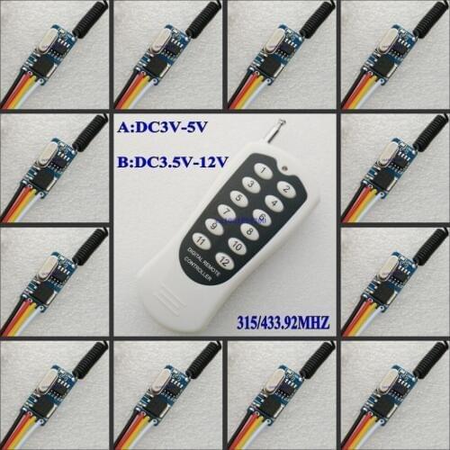 Small Size Remote Control Switch 12CH 3V 3.3V 3.6V 3.7V 4.5V 6V7.4V 9V12V Mos No Sound Power Remote ON OFF Low power consumption