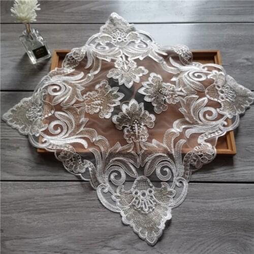 NEW European Retro Brocade Mesh Stitching Embroidered Placemat Luxury Coaster Balcony Small Round Table Mat Christmas Decoration