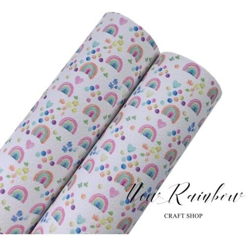 New Rainbow 30x22CM/A4 Watercolor Rainbow Landscap Quality Faux Leatherette For Making Hair Bows, Accessories, Bags, Homedeco