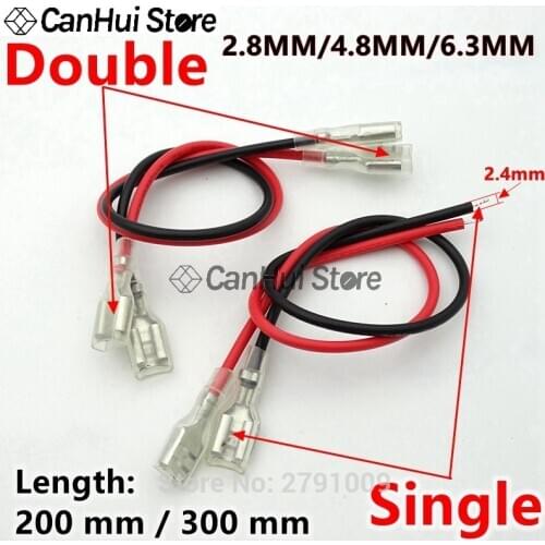 2.8mm/4.8mm/6.3mm Switch Wire Connectors Crimp Terminal Female Spade Connector Crimping terminals Spring Connection Wire, Red/Bl