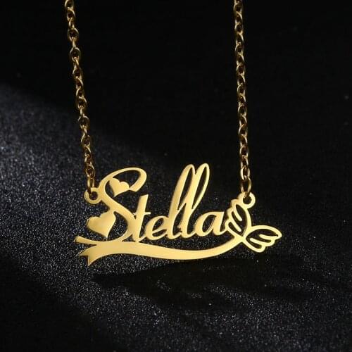 Custom Name Necklace Personalized Necklace Butterfly Pendant Stainless Steel Nameplate Necklaces Choker Jewelry for Women Gift