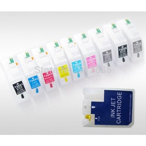 Refillable ink cartridges with ARC chip for Epson stylus pro 3800 3805 printer.9 color set; 9 piece/Set