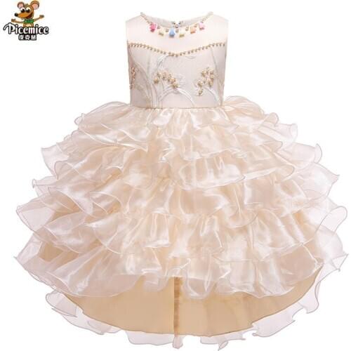 Girls Princess Dresses Party Clothes Floral Girl Evening Wedding Dress 3-10 Year Flower Child Birthday Clothing 6 Color