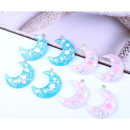5pcs Full Resin Moon Star Earring Resin Charms Pendants For Necklace Jewelry Findings Korean Keychain Dangle Earring Diy Making