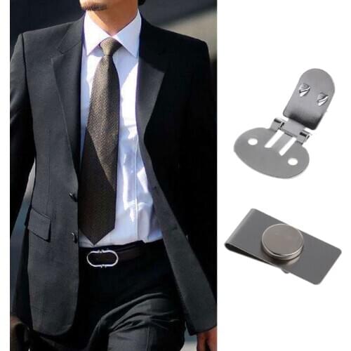 Practical Magnetic Tie Clip Invisible Elegant Mens Suit Jacket Stainless Steel Magnetic Lapel Pin Keep Necktie in Place