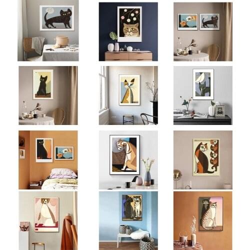 Simple modern Japanese style rich cat hand-painted cat childrens room murals poster print picture decorative painting