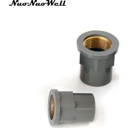 2pcs NuoNuoWell PVC 1/2" to 25mm Pipe Brass Female Thread Straight Connector for Garden Irrigation Aquarium Fish tank fittings