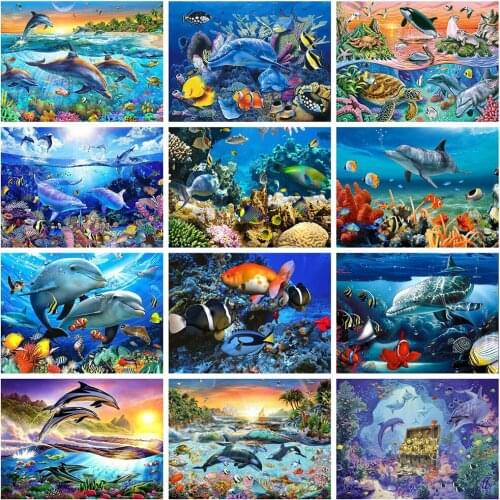 Canvas Size Diy Craft Diamond Painting Sea Pictures Of Rhinestones DIY Diamond Embroidery Sale Dolphin Decor For Home