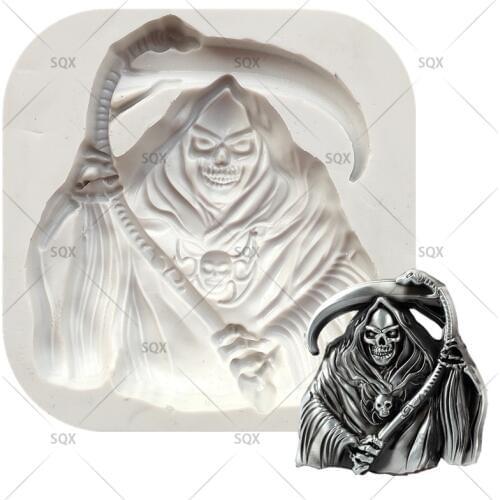 Sickle Halloween Pumpkin Wizard Skull Ghost Silicone Mold Fondant Chocolate Cake Decorating Border Sugarcraft Fondant Mould15211