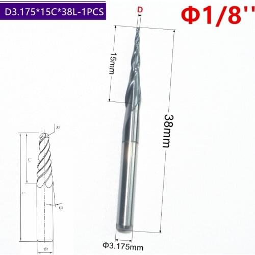 R0.25& R0.5& R0.75& R1-1PCS,HRC55 Free shipping cnc tungsten carbide tialn coated 2 flutes tapered ball nose spherical end mill