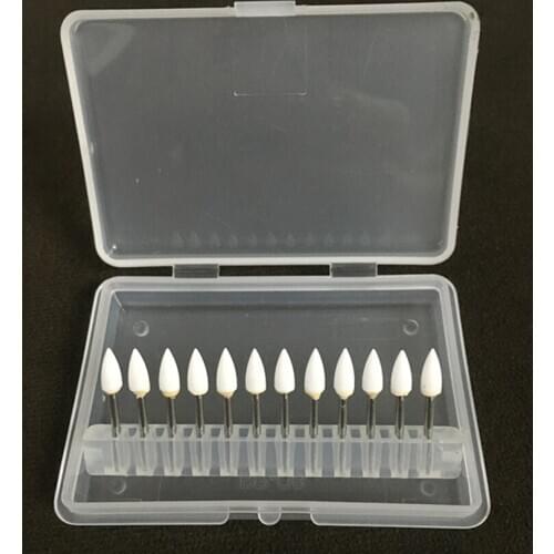 Dental Mounted White Stone Burs FG FL2 Flame Shape Abrasion Point Burs (12/24/36/60)pcs for choose